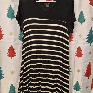 🙊 3/$30 5th & Love Black and Cream Striped Mini Dress